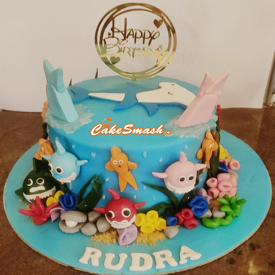 Baby Shark Theme Cake Decoration | Baby Shark Cake Topper Making | Baby  Shark Birthday Cake By MK - YouTube