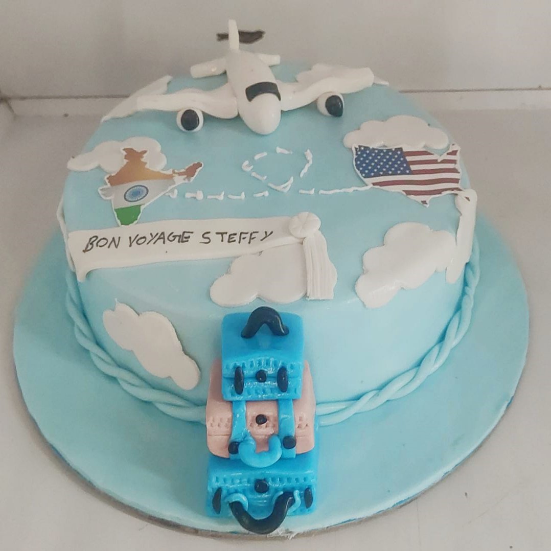 bon voyage theme cake