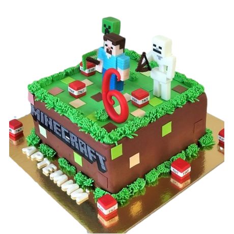 Minecraft Theme 2 Tier Cake | bakehoney.com